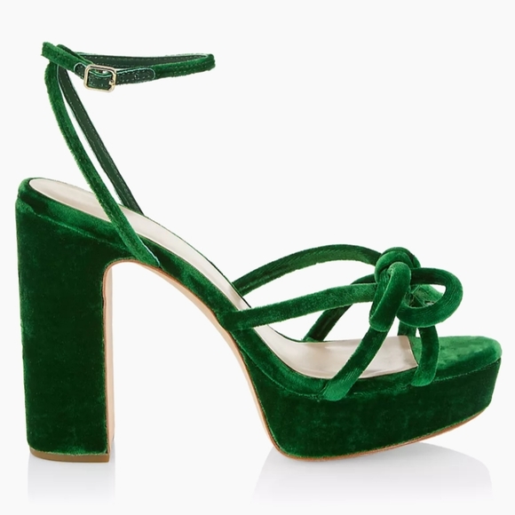 Loeffler Randall Melany Velvet Bow Heeled Platform Sandals - Picture 5 of 17